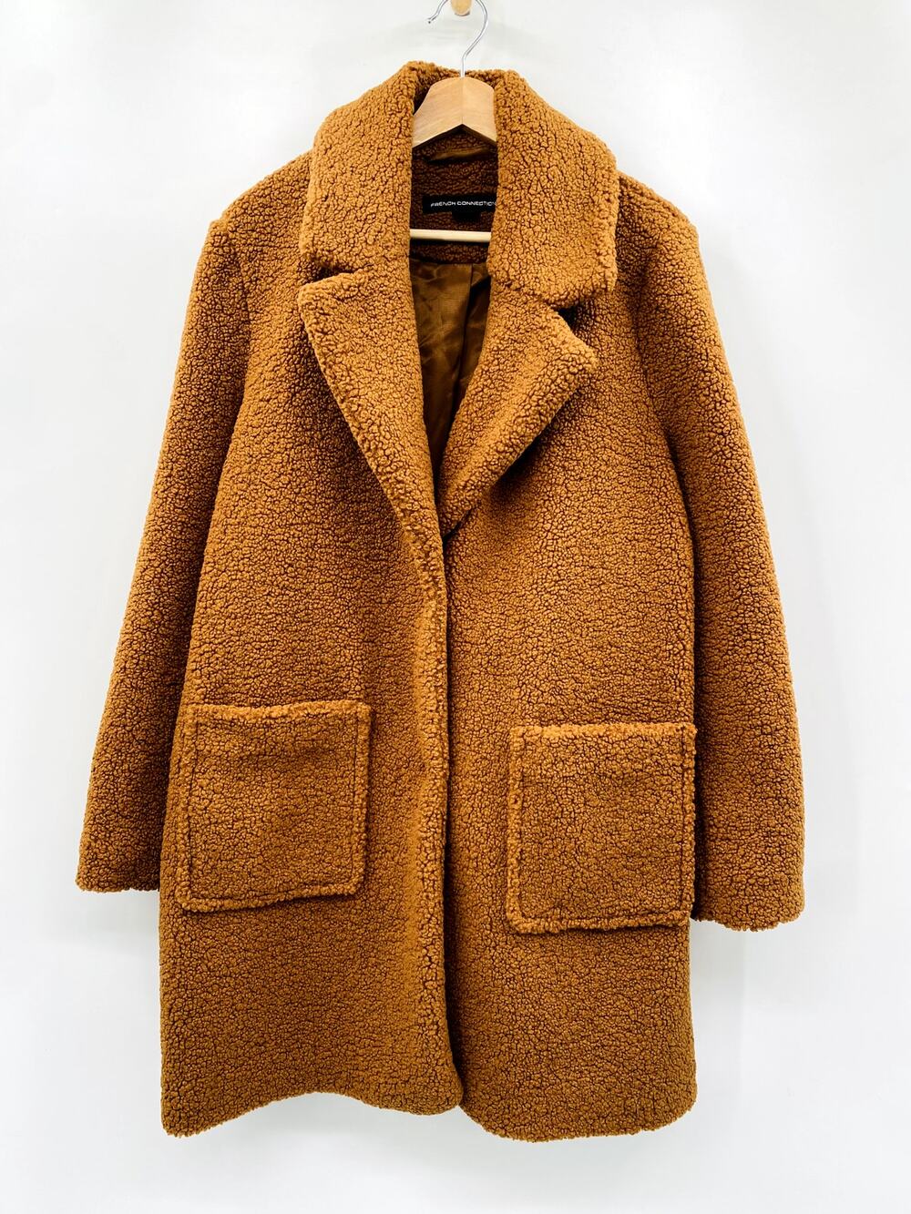 French Connection burnt orange teddy pea coat